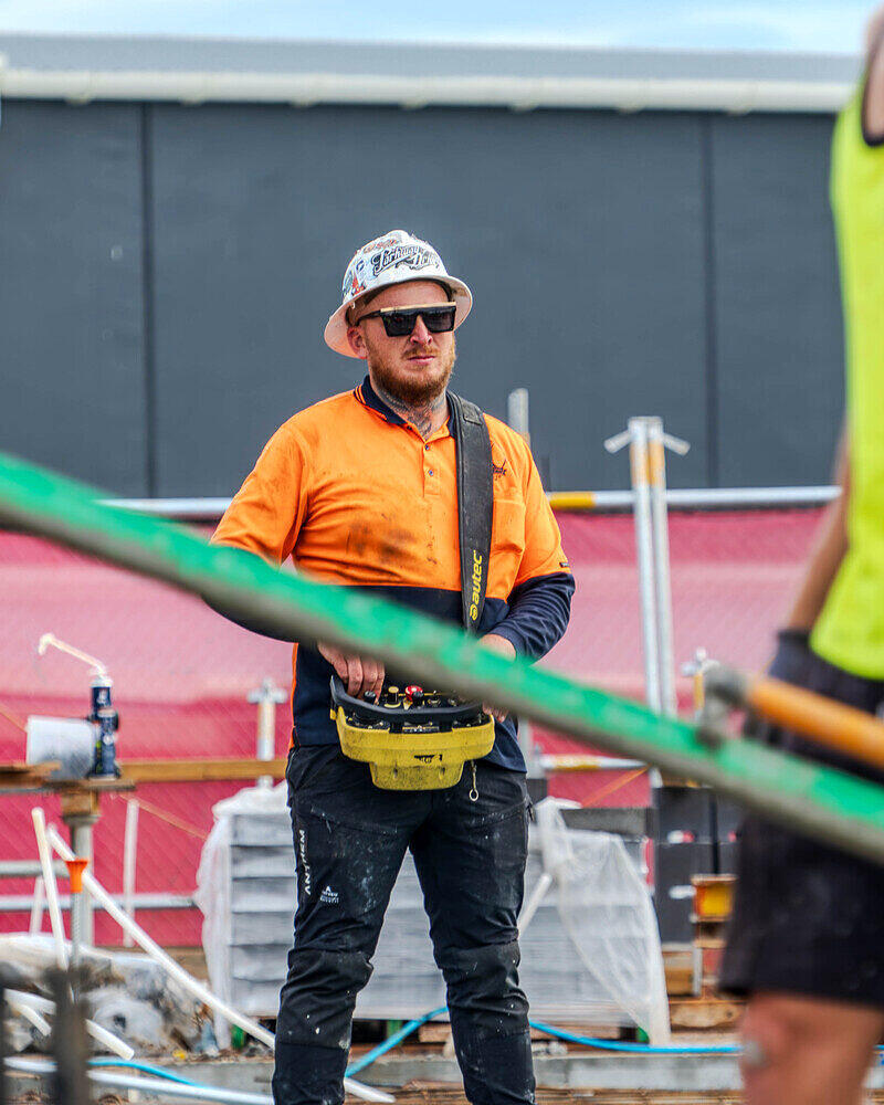 Brisbane Pump Action pump operator on site at Manly West, photographed for social content